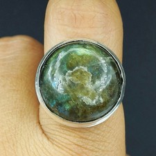 Natural Labradorite Gemstone Handmade 925 Sterling Silver Ring Size-8.5 US