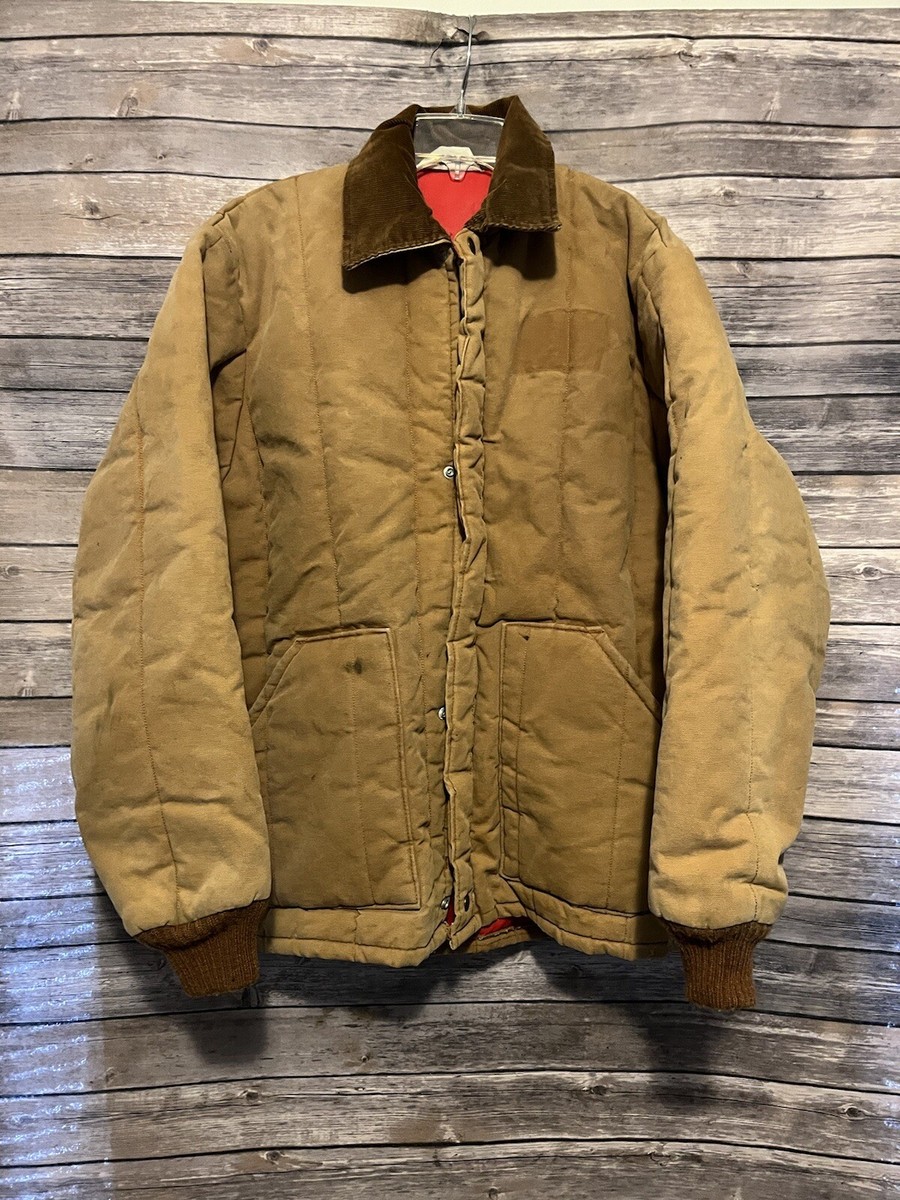 Key Imperial Mens Size Large Long Insulated Canvas Coat Brown