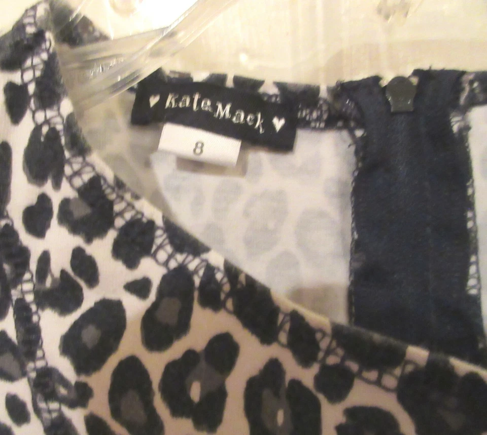 Girls KATE MACK~BLACK Leopard DRESS~size 8~NEW~Party~Asymmetrical Tiered Hem - Image 4 of 4