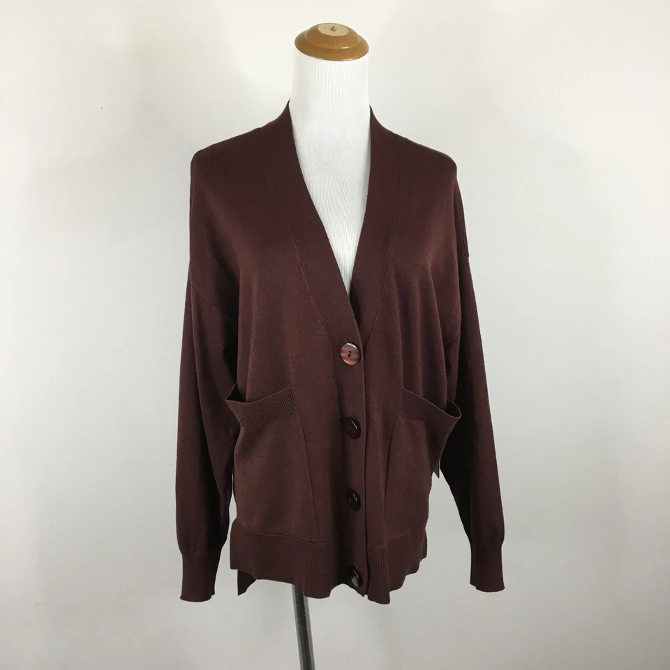 Cárdigan tejido manga dolman dobladillo alto bajo marrón talla pequeña Rachel Roy nuevo con etiquetas Foto 4 de 4