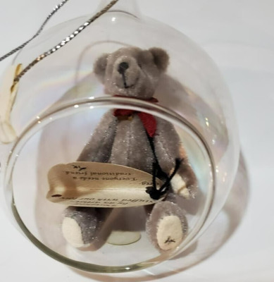 'GREG' Cottage Collectibles Miniatures by Ganz Gray bear/ glass - Lynda Kunz NOS