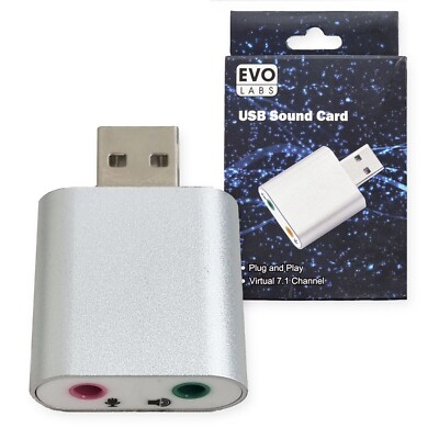 Evo Labs Plug and Play Virtual 7.1 Kanal USB Soundkarte Windows, Linux, Mac OS