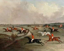 Victorian Hunting Scene Giclee Canvas Art Print Reproduction from the 1800s