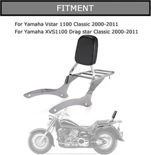 For Vstar 1100 Classic XVS1100 2000-2011 Backrest Sissy Bar with Luggage Rack