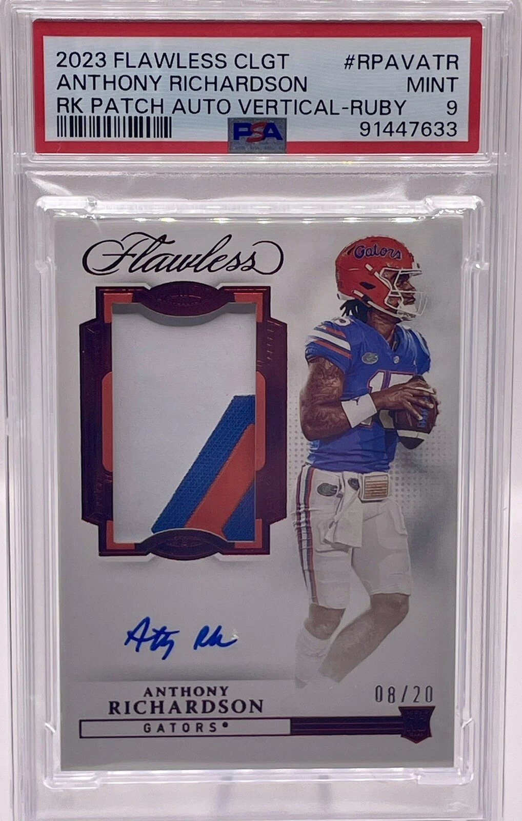 Anthony Richardson Panini Flawless Collegiate Flawless Rookie Patch Autograph Vertical #RPAVATR Ruby