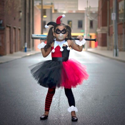 Rubie’s Offizielles Harley Quinn Kinderkostüm – Tutu-Kleid Mit Maske & Handschuhen, Größe 3-4 Jahre