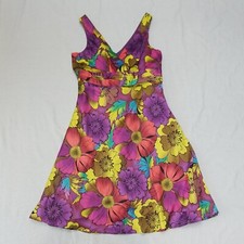 Debenhams sleeveless floral Summer  Dress occasion lined belted cotton UK 16