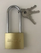 Long Shackle Solid Brass Padlock-1-9/16''-40mm- With 3 keys--2.3'' Steel Shackle