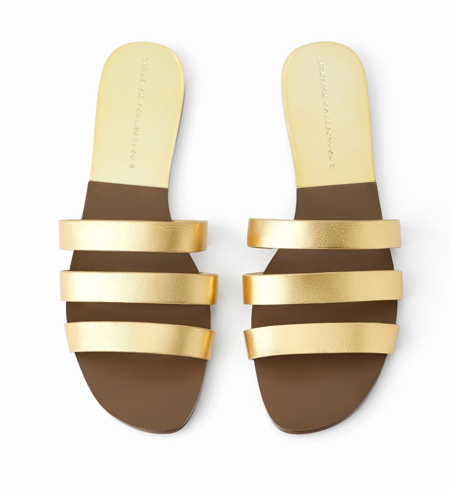 APL ZARA SANDALI IN PELLE ORO SCARPE BASSE EUR 39 NUOVI