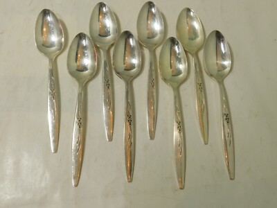 Oneida Community Silverplate 1960's Enchantment/Gentle Rose-8 Teaspoons