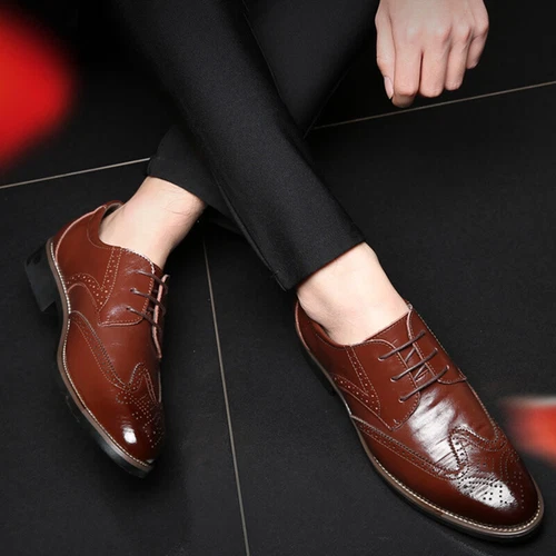 Herren-Schuhe, Formelle Business-Schuhe Klassische Schnür-Oxfords Brogues Schuhe - Bild 11 von 19