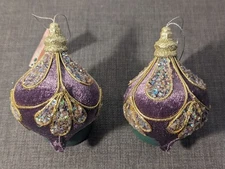 Two Vintage Style, Celebrate It, Velvet And Lace, Christmas Ornaments.