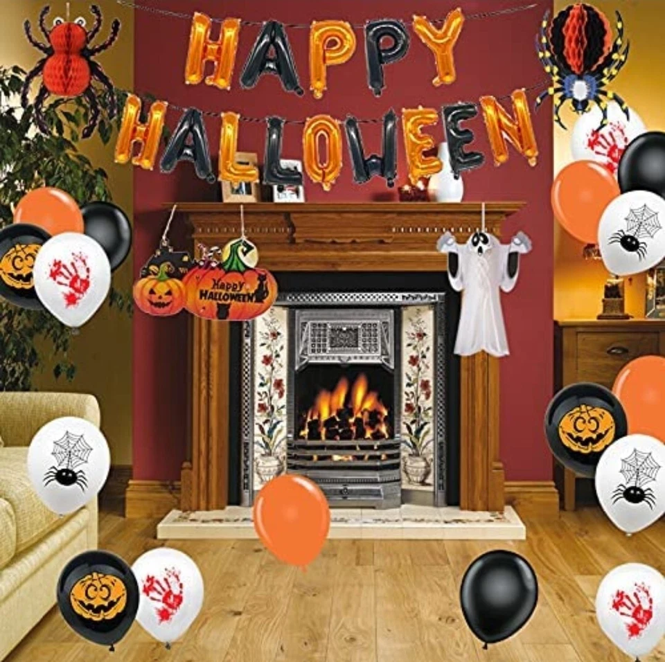 43pcs Happy Halloween Balloons Set Animal Spooky Bat Tassel Hanging halloween - Image 2 of 4