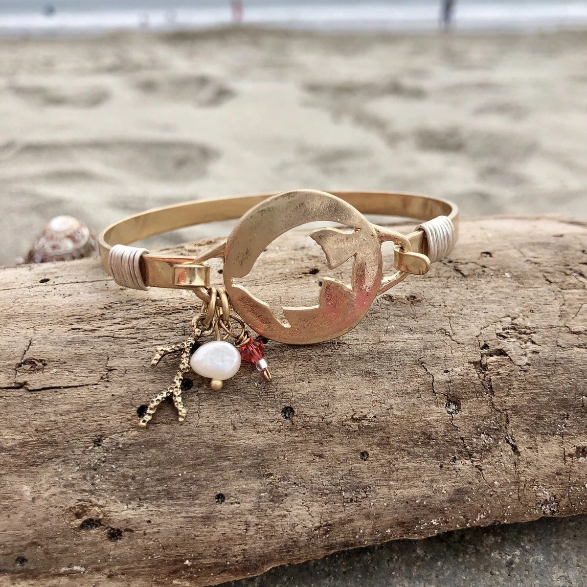 Angel Fish Coral Scuba Underwater Ocean Beach Coastal Gold Charm