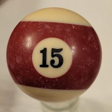 Vintage Number 15 Maroon Striped Replacement Pool Billiard Ball Very White
