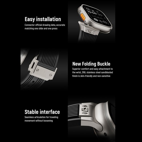 Rubber Band For Apple Watch Ultra 2 49mm Soft Silicone Strap Series 9 8 7 6 5 4 - Picture 6 of 23