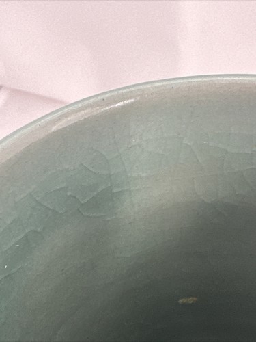 Korean Celadon Porcelain Signed Vase Lotus Leaves Flower Oriental - Excellent - Picture 9 of 10