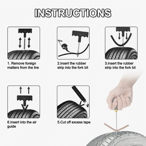 68pc Tire Repair Kit DIY Flat Tire Fix Car Truck Motorcycle Plug Patch Home Shop - Picture 10 of 17