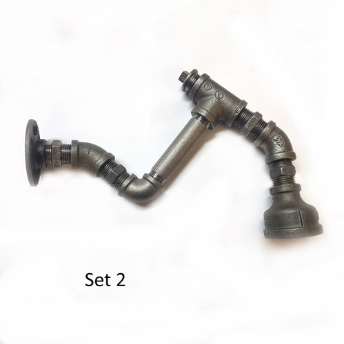 Set RACCORDI TUBO GHISA INDUSTRIALE per LAMPADA DA PARETE FAI DA TE Steampunk Vintage - Foto 7 di 10