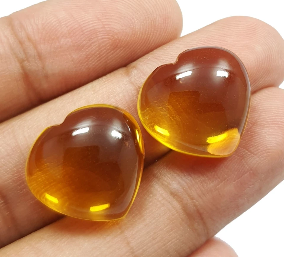 38.10 Ct Gorgeous Yellow Citrine Heart Shape Matching Pair Loose Gems 17x18 MM - Image 3 of 4