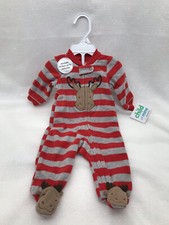 Child of Mine by Carter's Baby Zip Down Footed Sleeper Reindeer Xmas 0-3M NEW