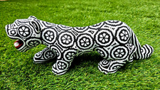 Huichol JAGUAR black and white, hand beaded, mexican folk art
