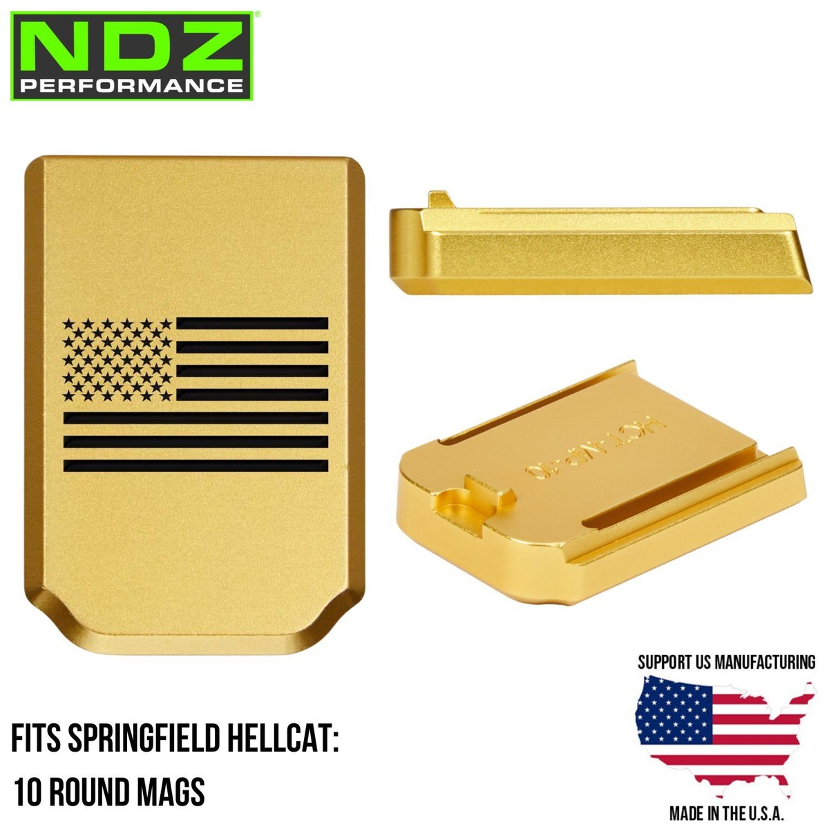 NDZ Springfield Hellcat OSP RDP Aluminum Magazine Base Plate Gold