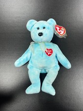 Ty Beanie Babies - Thank You Bear - rare blue bear with tags and protector