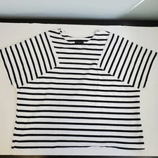 Simply Styled by Sears Womens Stripe Top Knit Classic White & Navy Blue Size XL 