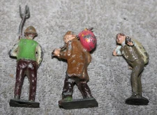 VINTAGE JOHILLCO LOT OF LEAD FIGURES HOBO FLOUR SACK CARRIER FRANCE FARMER