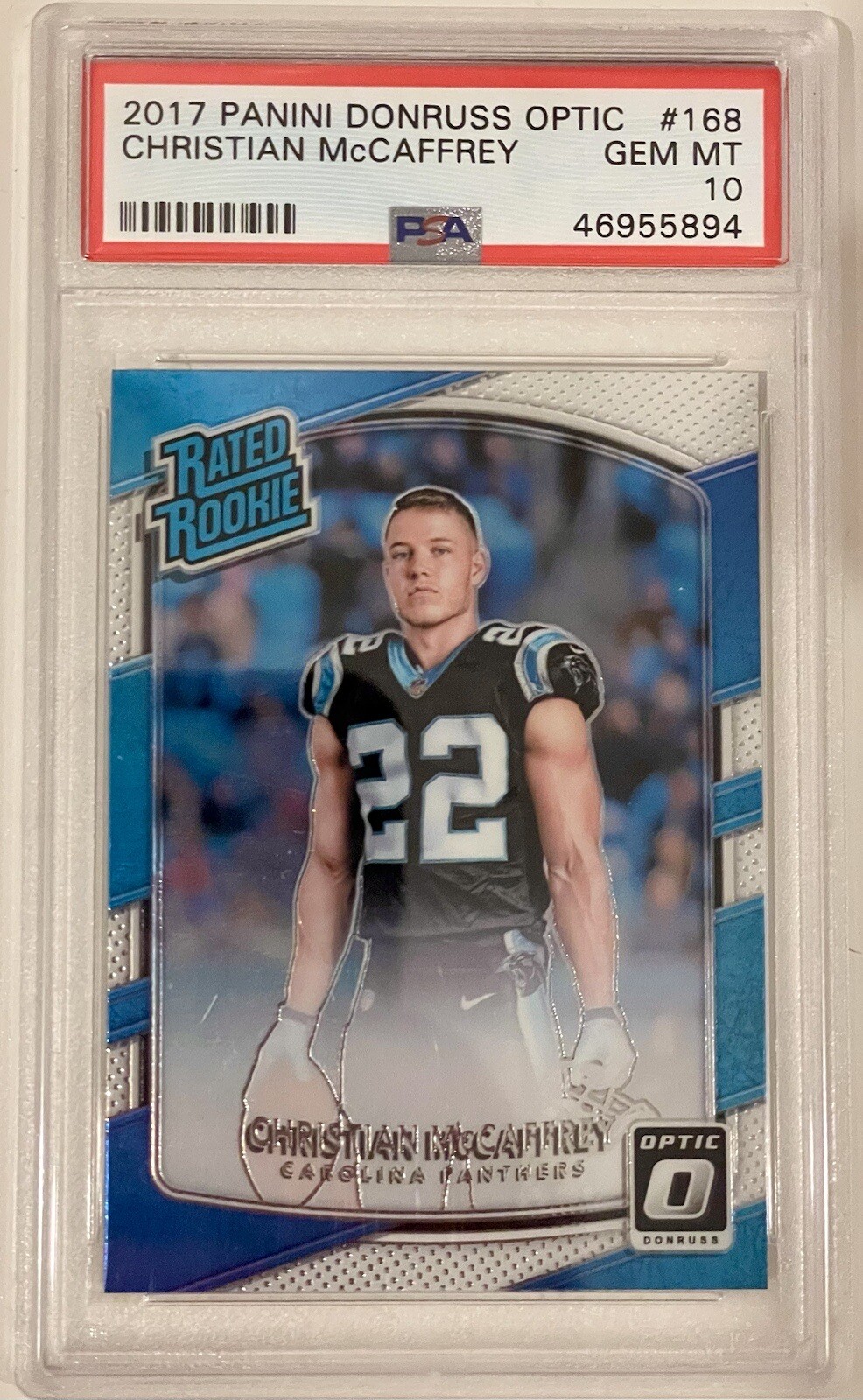 2017 Panini Donruss Optic Christian McCaffrey PSA 10 Gem Mint RC #168