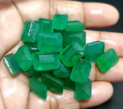 100 Ct NATURAL Colombian Emerald Certified Emerald Cut GEMSTONE Mix Size LOT