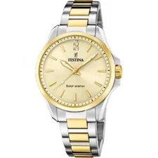 Festina Solar Energy F206553 Womens Stainless Steel Champagne Analog Dial Watch
