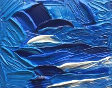 Original Acrylic Painting Canvas SHADES OF BLUE SEASCAPE 8x10 in. Julia Garcia 