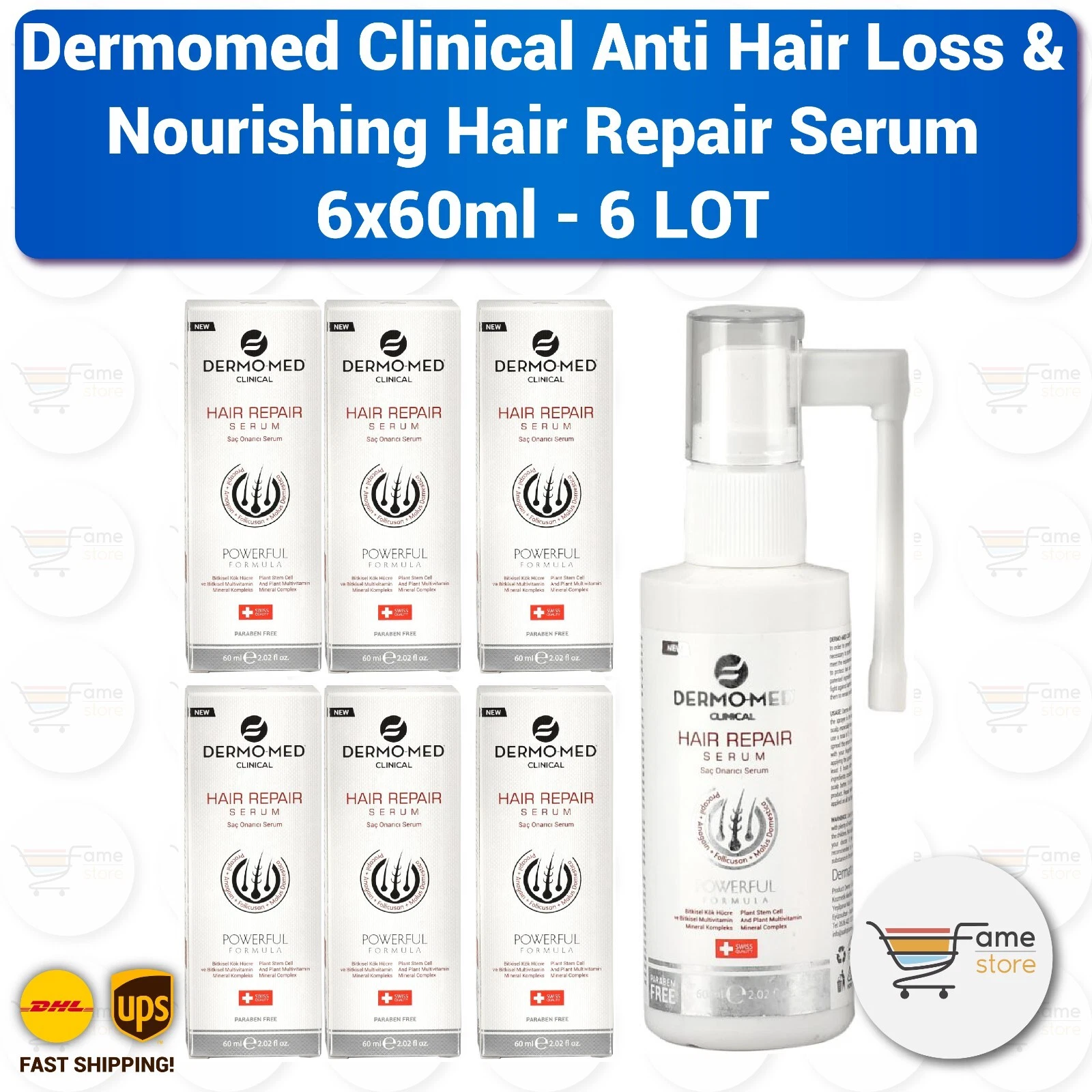 Dermomed Clinical Anti Hair Loss & Nourishing Hair Repair Serum 6 LOT (6x60ml)