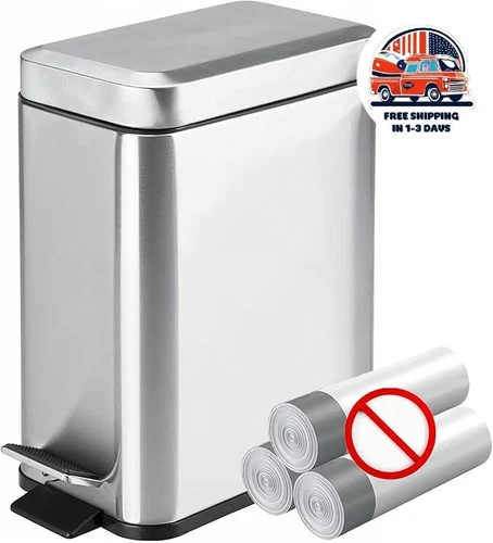 Bote de basura para baño, cubo de basura pequeño con tapa de 1,3 galones (5 L)