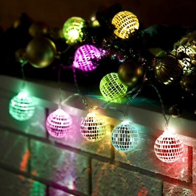 Zhanmai 30 LED Disco Ball String Lights Decor Lighted Mini Mirror Balls (3 pk )