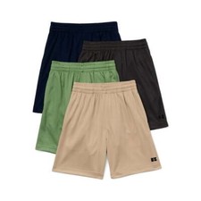 Russell Athletic Mesh Shorts Boys Size 8 Gravel/Navy/Green 100 Polyester 4-Pack