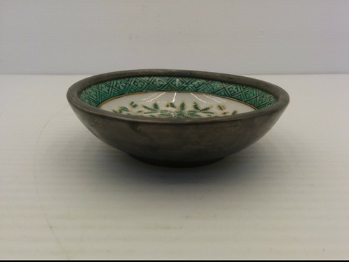 VTG JAPANESE PORCELAIN WARE PEWTER BOWL, DECORATED HONG KONG, APPROX. 4"DIA x 1" - Picture 3 of 5