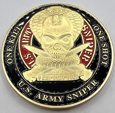 * RARA MONEDA DE FRANCOTIRADOR DEL EJÉRCITO DE EE. UU. UN TIRO Y UNA MUERTE EJÉRCITO ORGULLOSO NUEVO DESAFÍO MONEDA