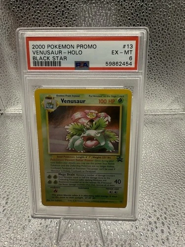 2000 Pokemon Black Star Promo Venusaur Holo. #13 Ex Mint, PSA 6