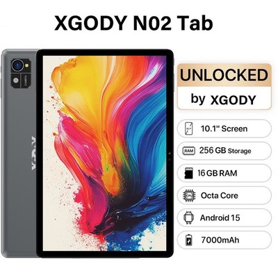 XGODY N02 Pro Android 15 Tablet 16GB+256GB Dual Kamera 10.1'' Octa Core WiFi DE