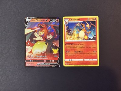 Charizard Pokémon TCG 2-Card Lot Lance's Charizard V SWSH133 + 025/185 Holo EN