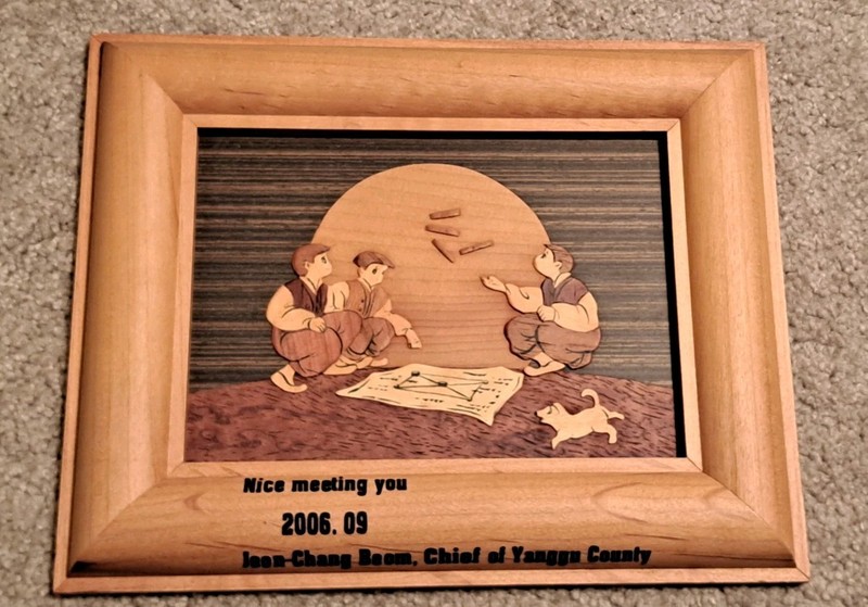 South Korea Wood Inlay Gifted To General McMonagle by Chief  Jeon-Chang Beom