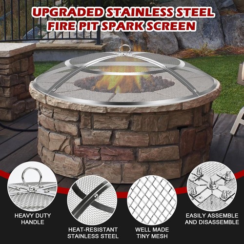 Fire Pit Spark Screen,24 Inch Screen Cover 24 Inch, Stainless Steel  - Picture 3 of 7