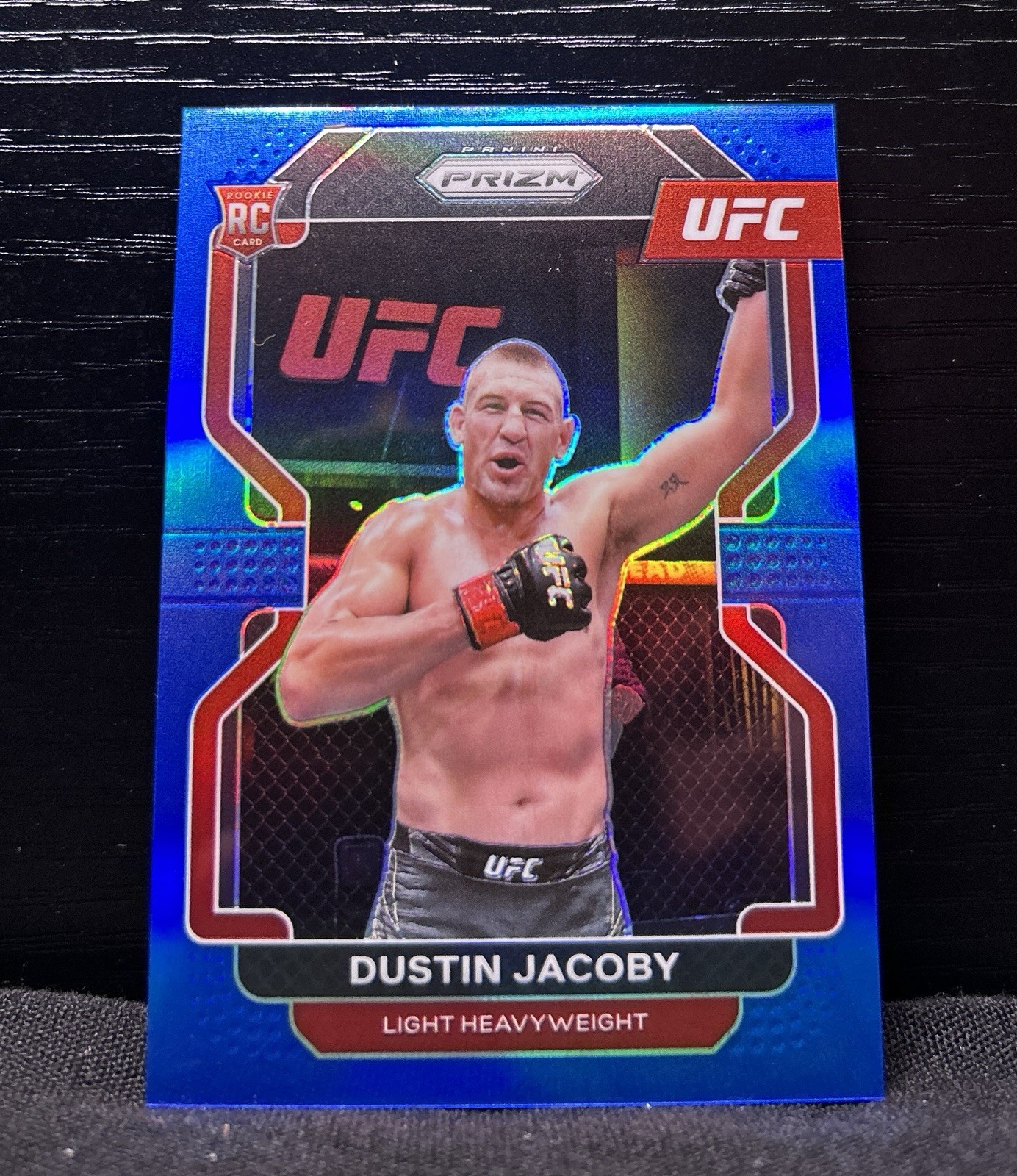 2022 Panini Prizm UFC Dustin Jacoby Rookie Card (Blue Prizm) #123 (#/199)
