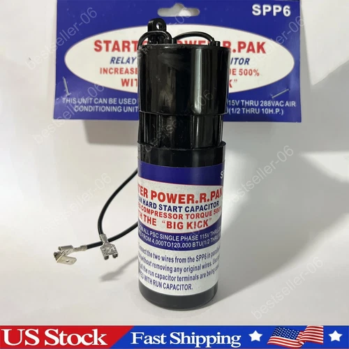 SPP6 Hard Start Kit Capacitor Relay 1/2HP-10HP Increases Torque 500%