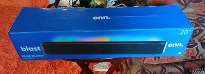 onn. blast 20 in Rectangular 2.0 Channel LED Soundbar, Wired USB, Black