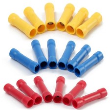 75Pcs 10-12 14-16 16-22 Gauge Vinyl BUTT Connectors 25Pcs Each Terminal Barrel