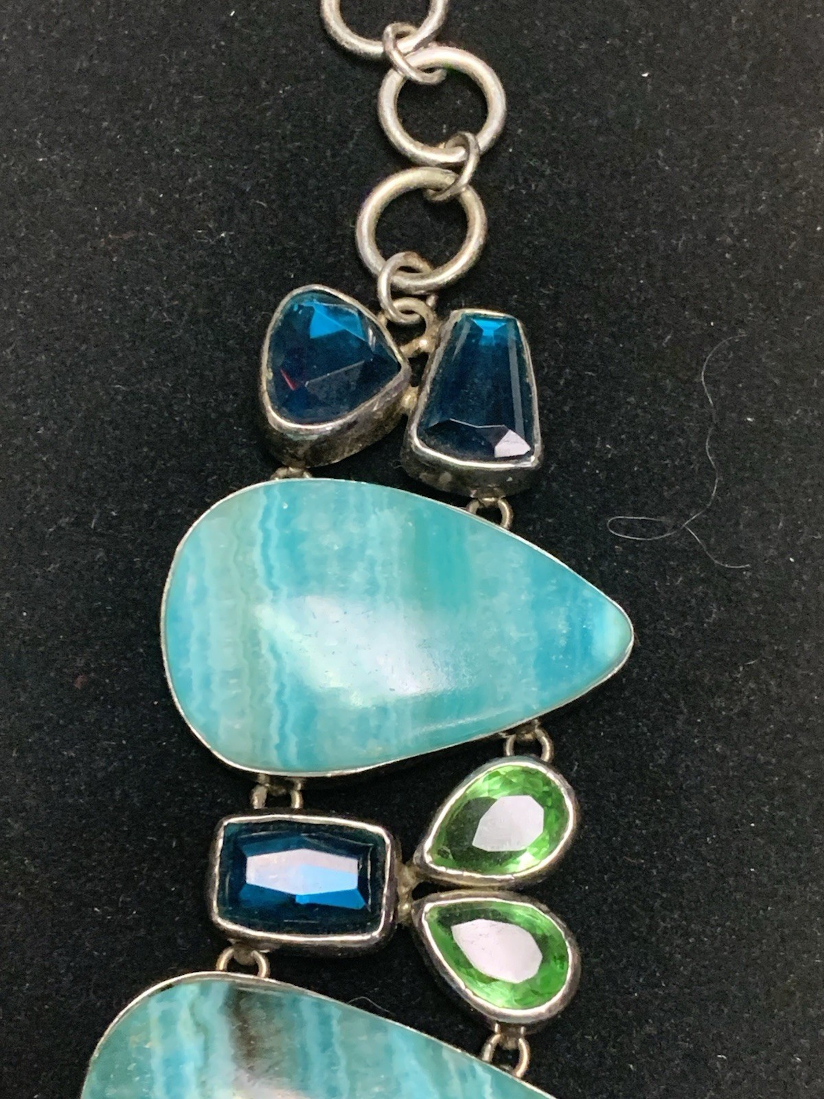 Handmade Statement Style Linked Multi-stone .925 … - image 5